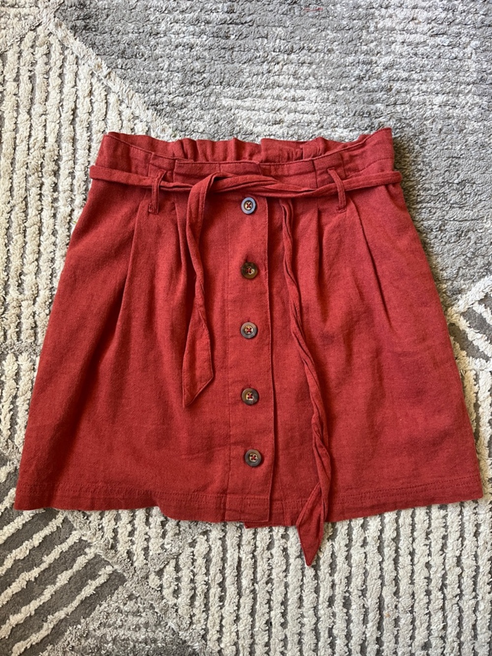 Hollister Button-up Paperbag Skirt in Rust Color - Size S